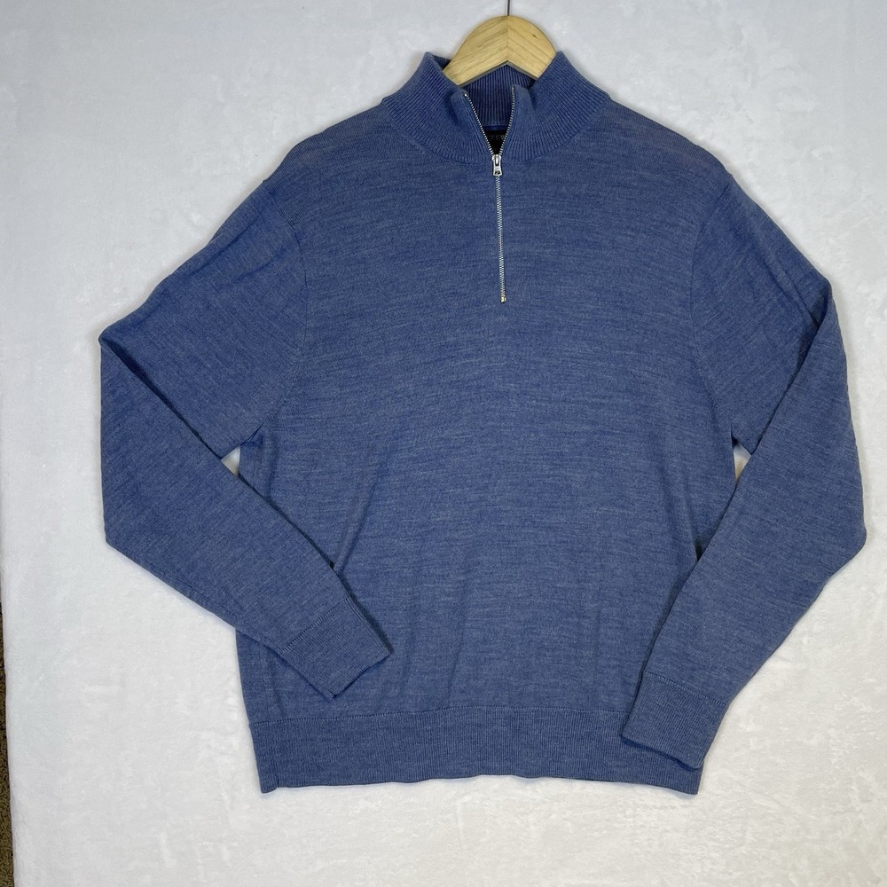 J.Crew Men's Morino Wool Blend Sweater Size XL Blue‎ Classic Preppy Academia